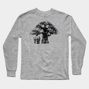 Baobab and Elephants Wildlife Shirt Long Sleeve T-Shirt